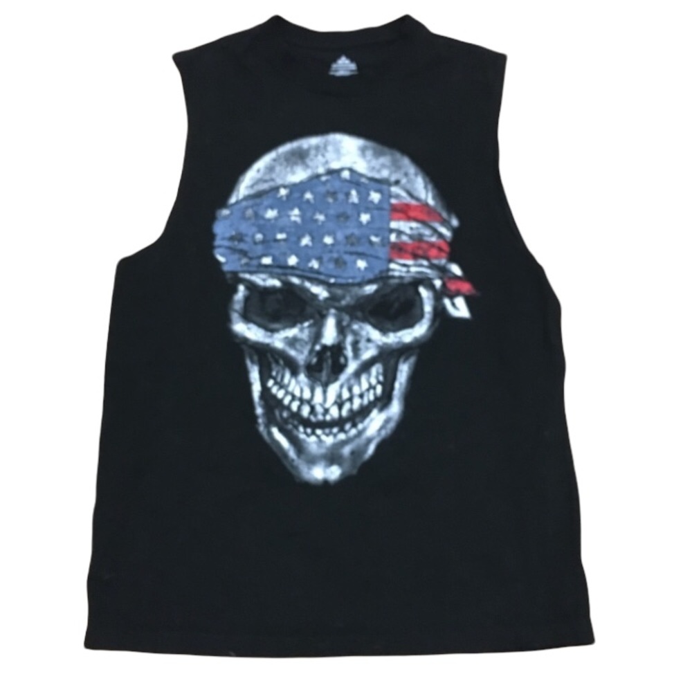 Black Skull Flag patriotic tank top medium